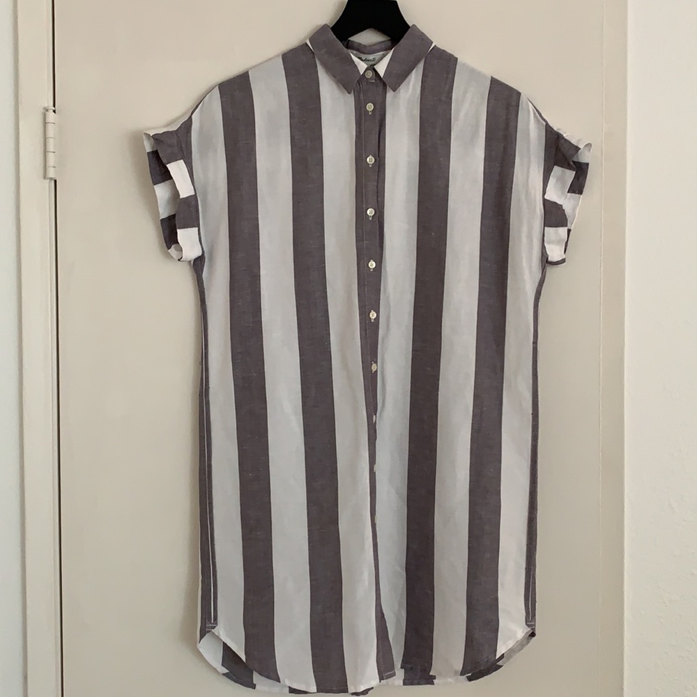 MADEWELL XS LINEN SHIRT  DRESS